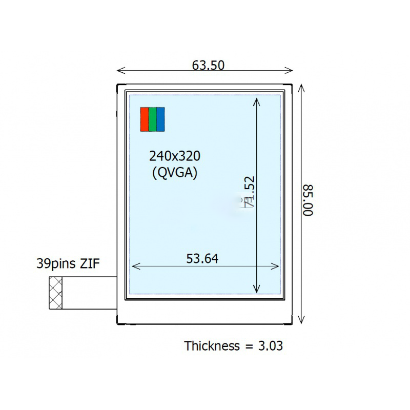 COM35H3P17ULC  Ortustech 3,5 Zoll 240 × 320 LCD-ANZEIGE